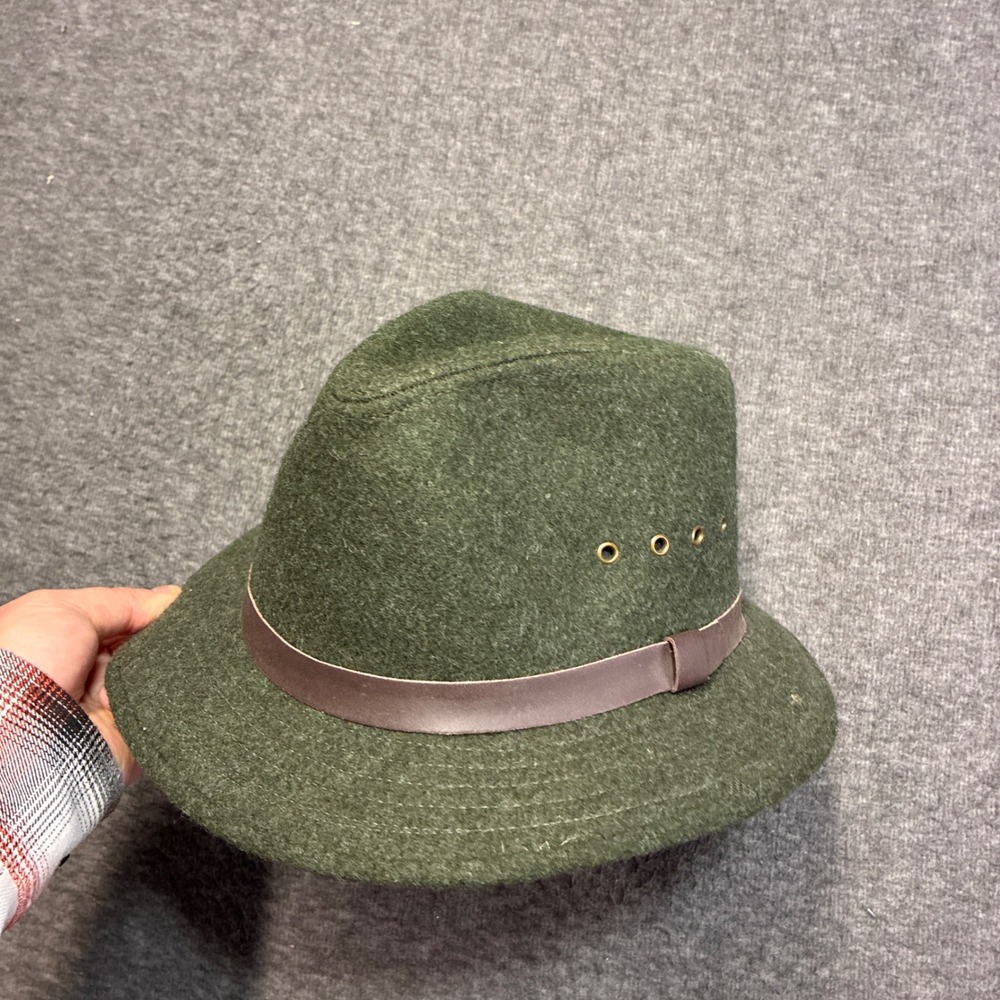 Vintage Filson Packer Hat Mens Large Green Wool Fedora Leather Band